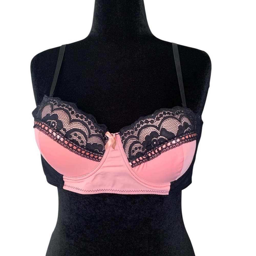 Hot Pink and Black Lace Bra